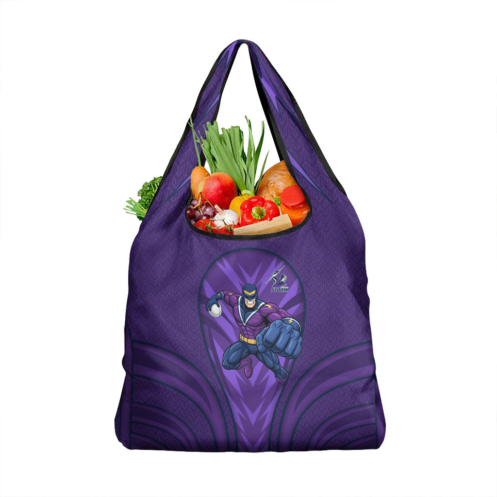 Melbourne Storm Rugby Mascot Grocery Bag Australian Rugby Culture - Tribal Inspired Superhero