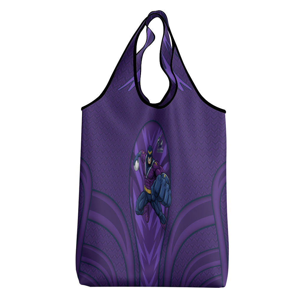 Melbourne Storm Rugby Mascot Grocery Bag Australian Rugby Culture - Tribal Inspired Superhero