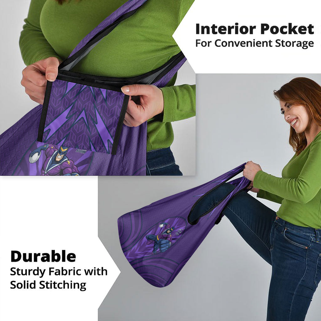 Melbourne Storm Rugby Mascot Grocery Bag Australian Rugby Culture - Tribal Inspired Superhero