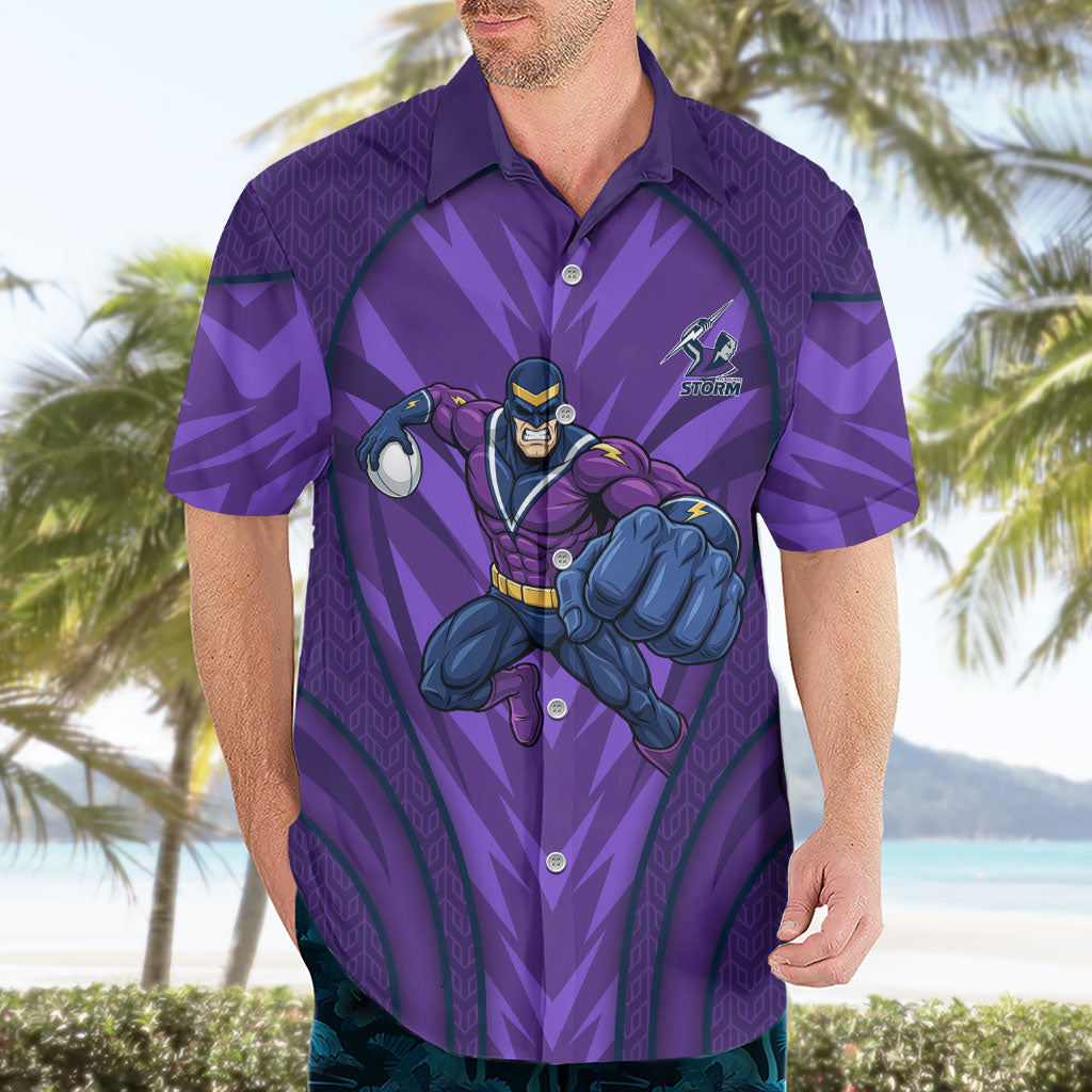 Melbourne Storm Rugby Mascot Hawaiian Shirt Australian Rugby Culture - Tribal Inspired Superhero