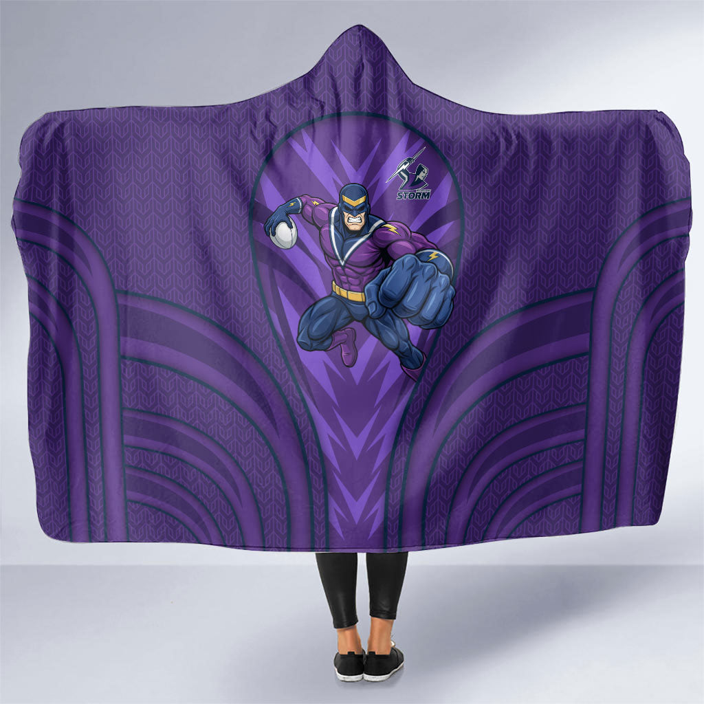 Melbourne Storm Rugby Mascot Hooded Blanket Australian Rugby Culture - Tribal Inspired Superhero