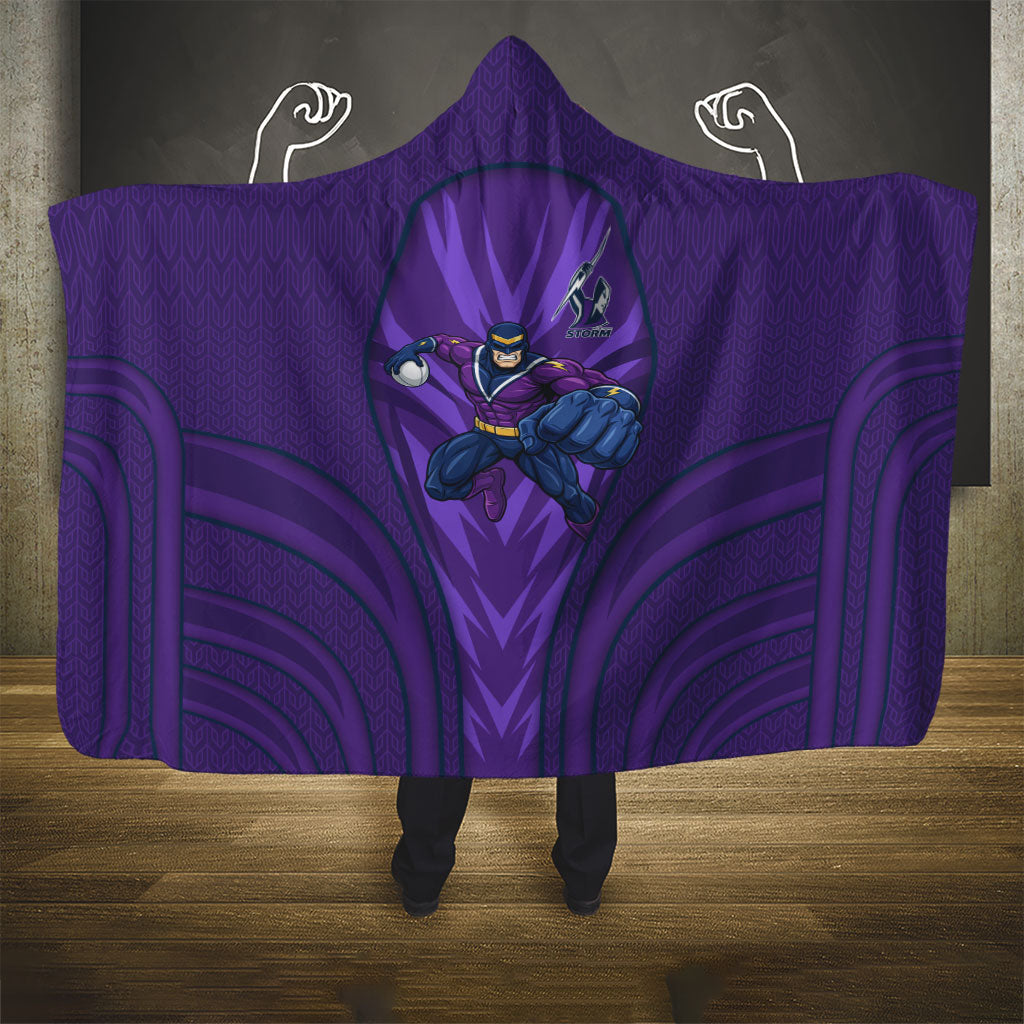 Melbourne Storm Rugby Mascot Hooded Blanket Australian Rugby Culture - Tribal Inspired Superhero