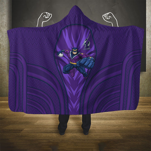 Melbourne Storm Rugby Mascot Hooded Blanket Australian Rugby Culture - Tribal Inspired Superhero