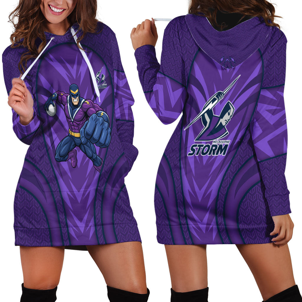 Melbourne Storm Rugby Mascot Hoodie Dress Australian Rugby Culture - Tribal Inspired Superhero