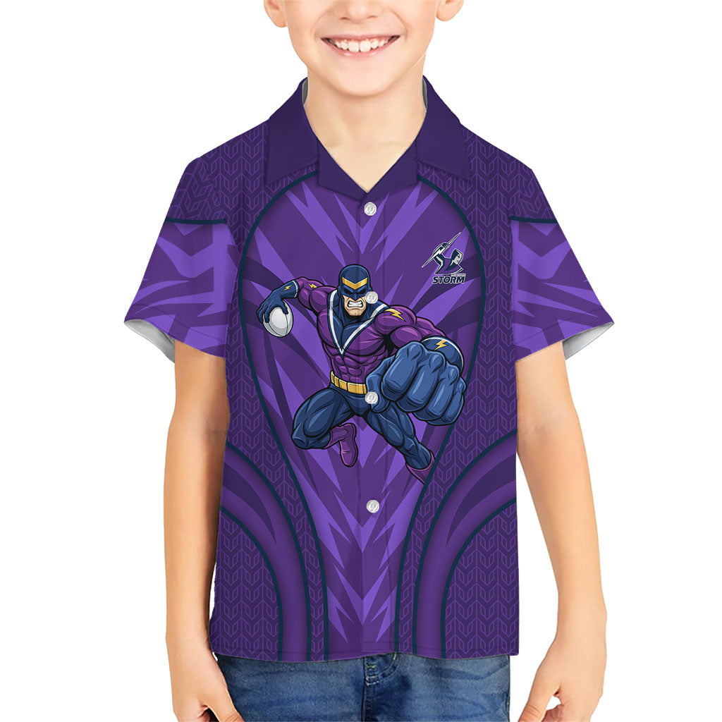 Melbourne Storm Rugby Mascot Kid Hawaiian Shirt Australian Rugby Culture - Tribal Inspired Superhero