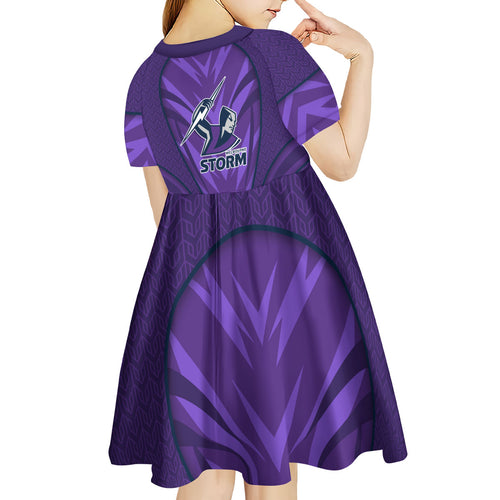 Melbourne Storm Rugby Mascot Kid Short Sleeve Dress Australian Rugby Culture - Tribal Inspired Superhero