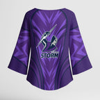Melbourne Storm Rugby Mascot Kimono Sleeve Blouse Australian Rugby Culture - Tribal Inspired Superhero