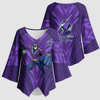 Melbourne Storm Rugby Mascot Kimono Sleeve Blouse Australian Rugby Culture - Tribal Inspired Superhero