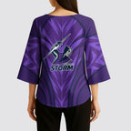 Melbourne Storm Rugby Mascot Kimono Sleeve Blouse Australian Rugby Culture - Tribal Inspired Superhero