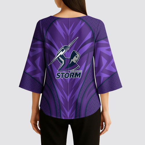 Melbourne Storm Rugby Mascot Kimono Sleeve Blouse Australian Rugby Culture - Tribal Inspired Superhero