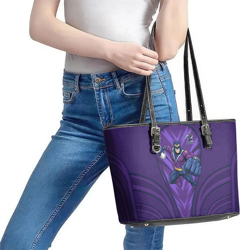 Melbourne Storm Rugby Mascot Leather Tote Bag Australian Rugby Culture - Tribal Inspired Superhero