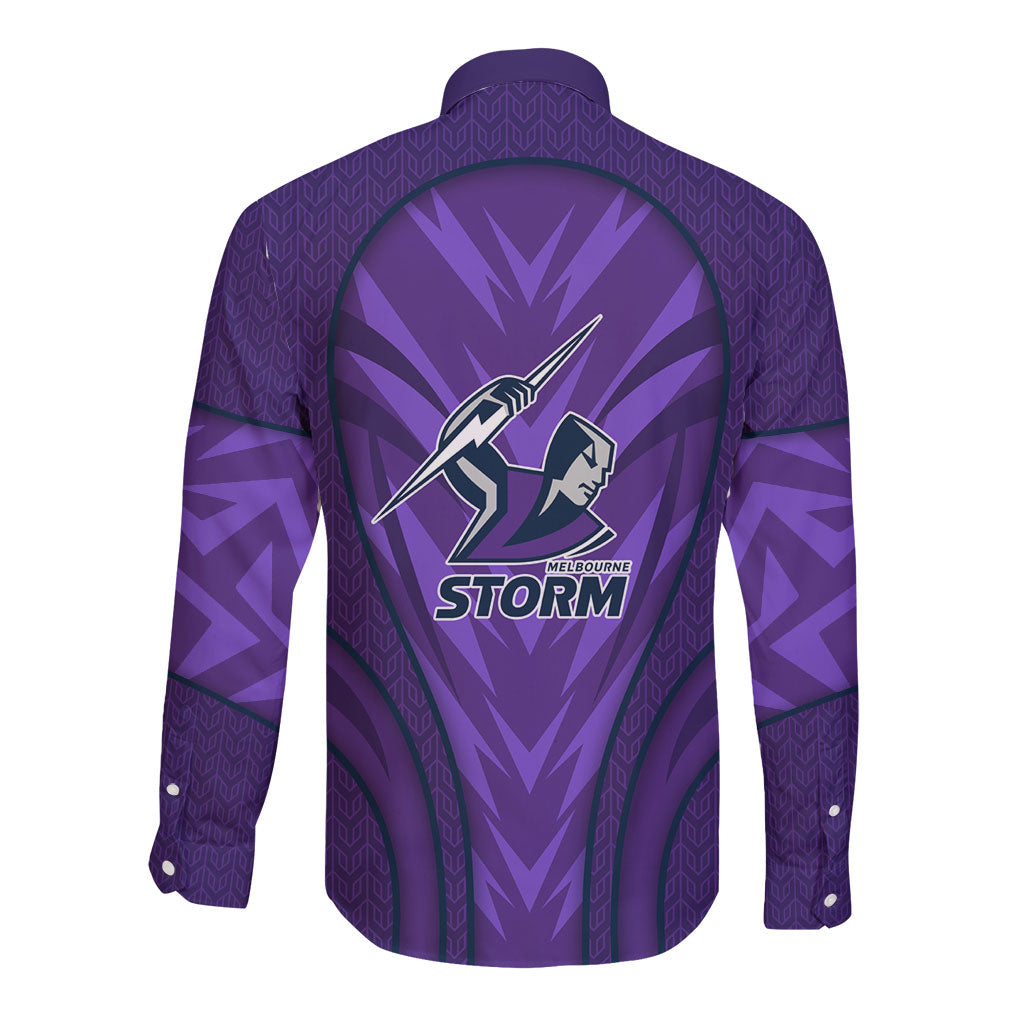 Melbourne Storm Rugby Mascot Long Sleeve Button Shirt Australian Rugby Culture - Tribal Inspired Superhero