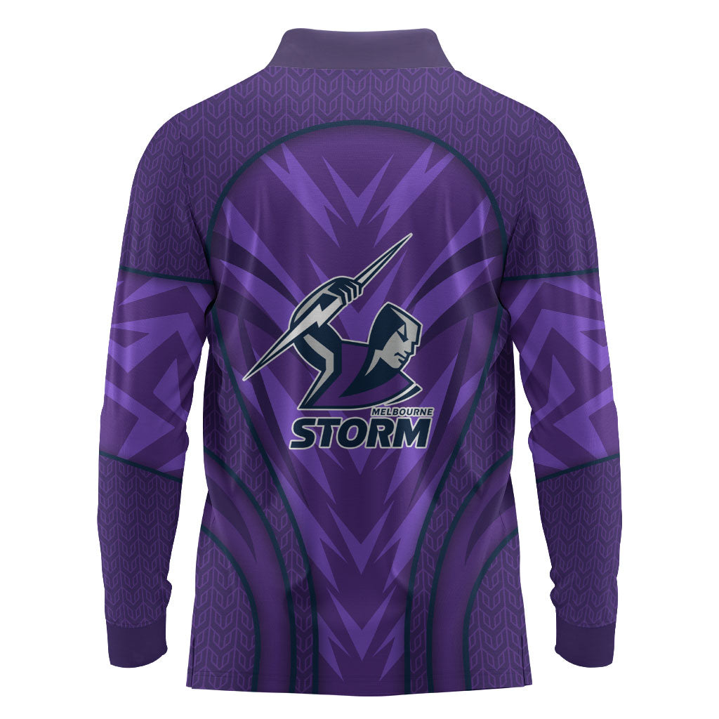 Melbourne Storm Rugby Mascot Long Sleeve Polo Shirt Australian Rugby Culture - Tribal Inspired Superhero
