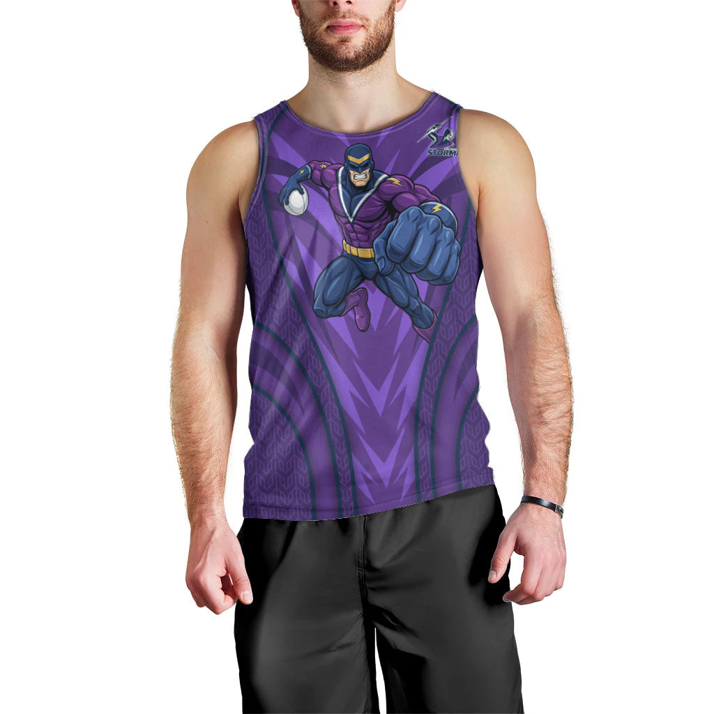 Melbourne Storm Rugby Mascot Men Tank Top Australian Rugby Culture - Tribal Inspired Superhero
