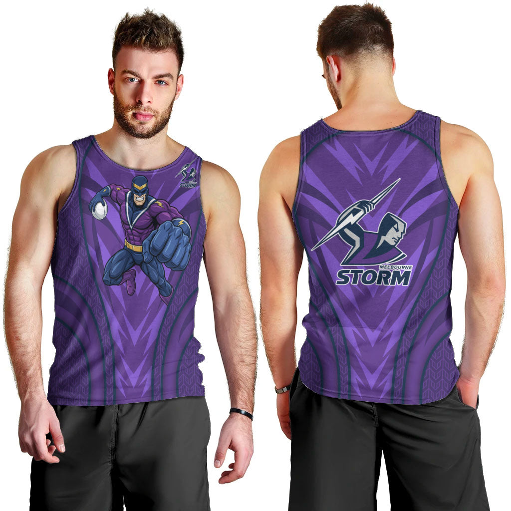 Melbourne Storm Rugby Mascot Men Tank Top Australian Rugby Culture - Tribal Inspired Superhero