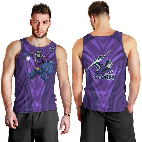 Melbourne Storm Rugby Mascot Men Tank Top Australian Rugby Culture - Tribal Inspired Superhero