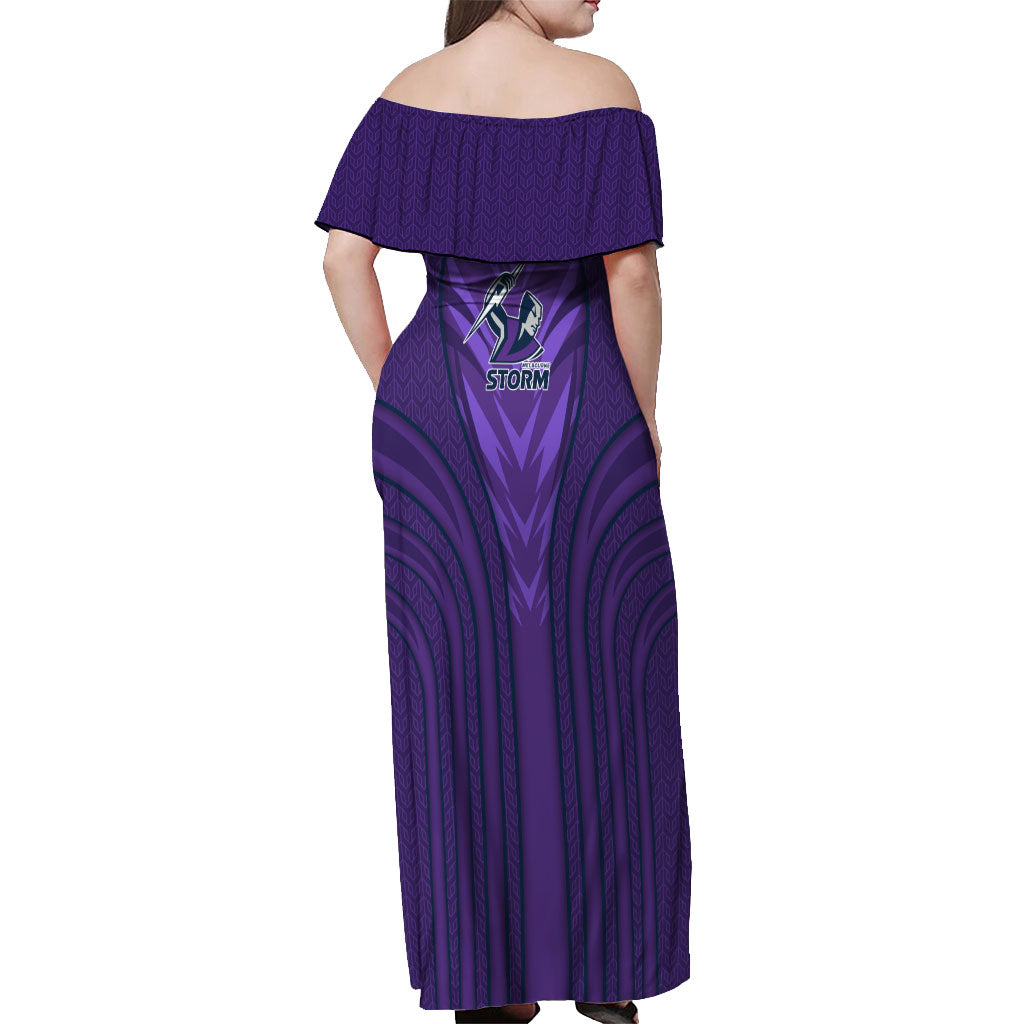 Melbourne Storm Rugby Mascot Off Shoulder Maxi Dress Australian Rugby Culture - Tribal Inspired Superhero