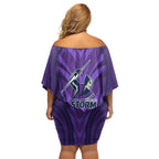 Melbourne Storm Rugby Mascot Off Shoulder Short Dress Australian Rugby Culture - Tribal Inspired Superhero