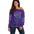 Melbourne Storm Rugby Mascot Off Shoulder Sweater Australian Rugby Culture - Tribal Inspired Superhero