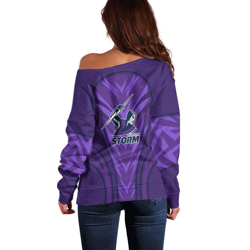 Melbourne Storm Rugby Mascot Off Shoulder Sweater Australian Rugby Culture - Tribal Inspired Superhero