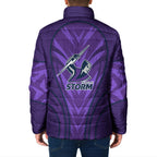 Melbourne Storm Rugby Mascot Padded Jacket Australian Rugby Culture - Tribal Inspired Superhero