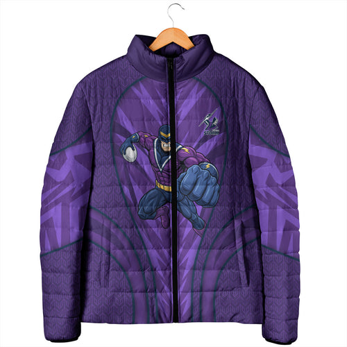 Melbourne Storm Rugby Mascot Padded Jacket Australian Rugby Culture - Tribal Inspired Superhero
