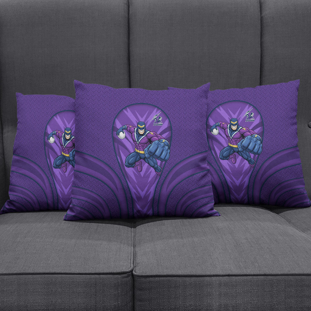 Melbourne Storm Rugby Mascot Pillow Cover Australian Rugby Culture - Tribal Inspired Superhero