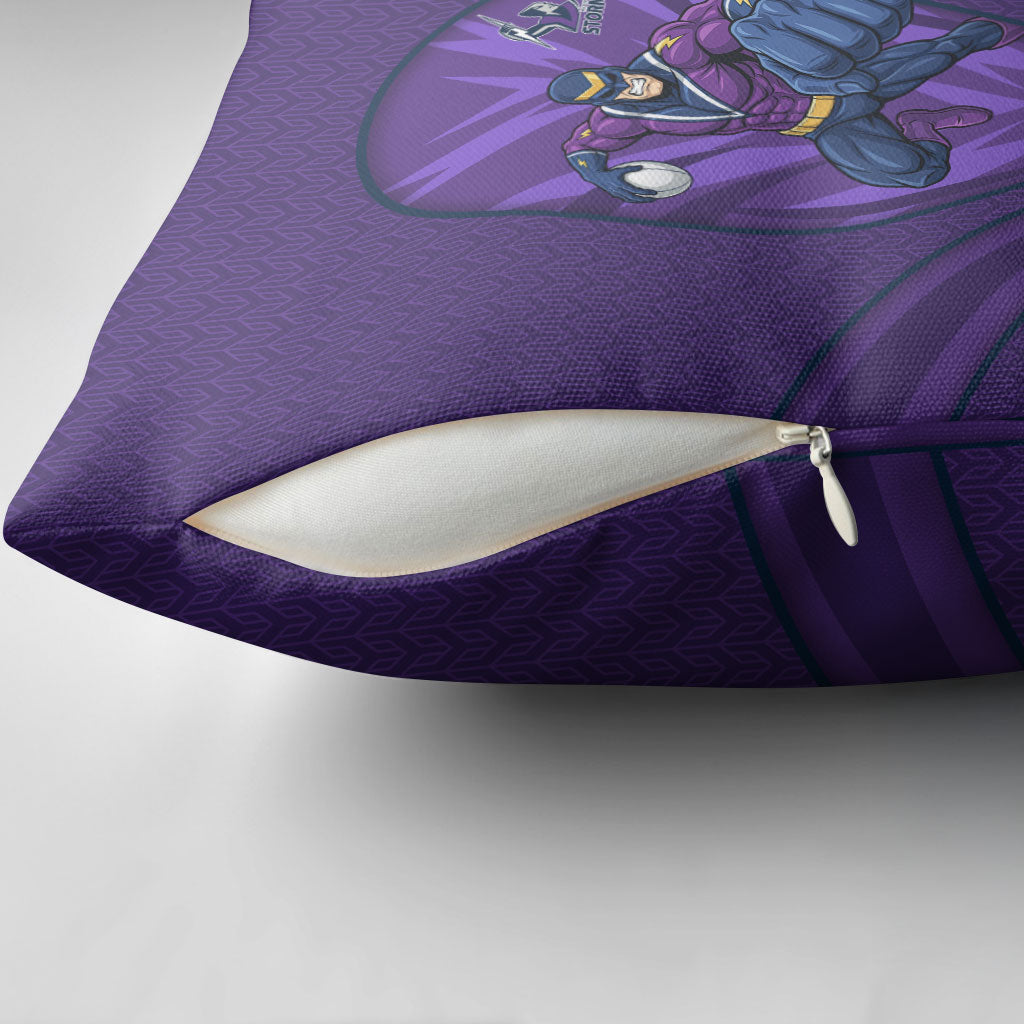 Melbourne Storm Rugby Mascot Pillow Cover Australian Rugby Culture - Tribal Inspired Superhero