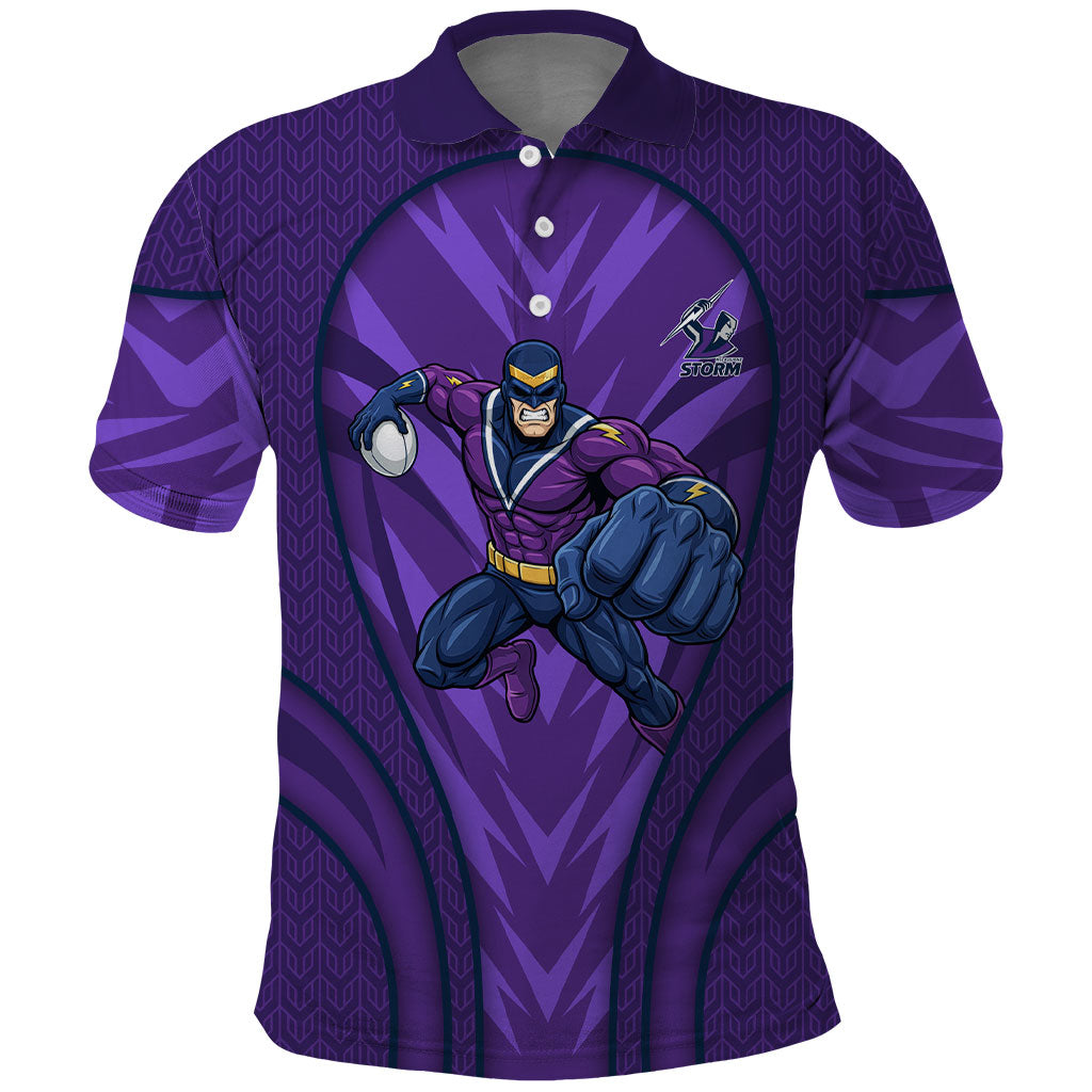 Melbourne Storm Rugby Mascot Polo Shirt Australian Rugby Culture - Tribal Inspired Superhero