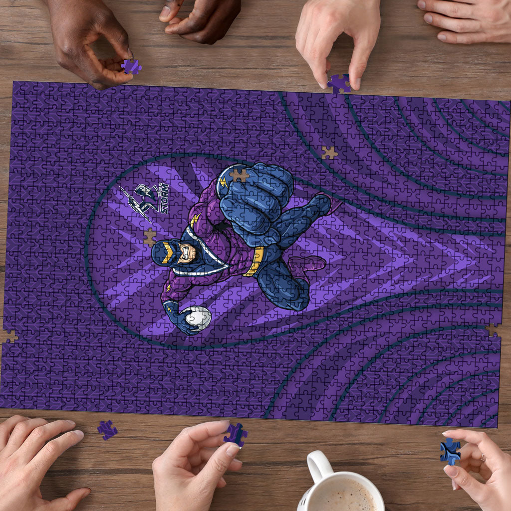 Melbourne Storm Rugby Mascot Puzzle Australian Rugby Culture - Tribal Inspired Superhero