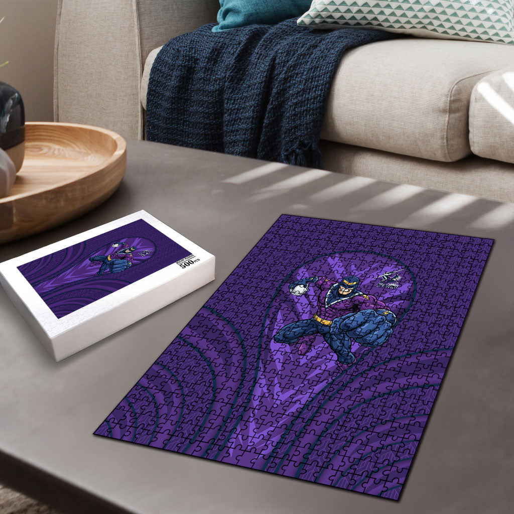 Melbourne Storm Rugby Mascot Puzzle Australian Rugby Culture - Tribal Inspired Superhero
