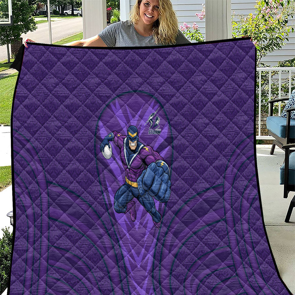Melbourne Storm Rugby Mascot Quilt Australian Rugby Culture - Tribal Inspired Superhero