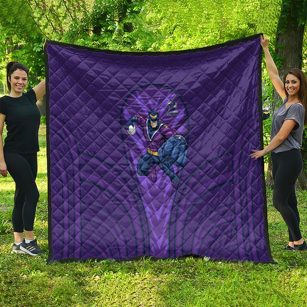 Melbourne Storm Rugby Mascot Quilt Australian Rugby Culture - Tribal Inspired Superhero