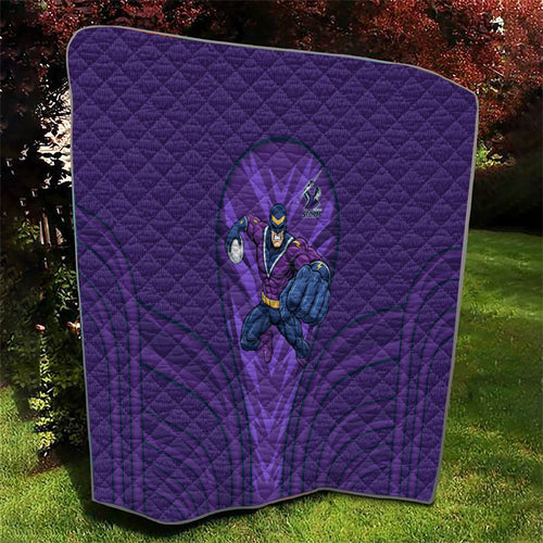 Melbourne Storm Rugby Mascot Quilt Australian Rugby Culture - Tribal Inspired Superhero
