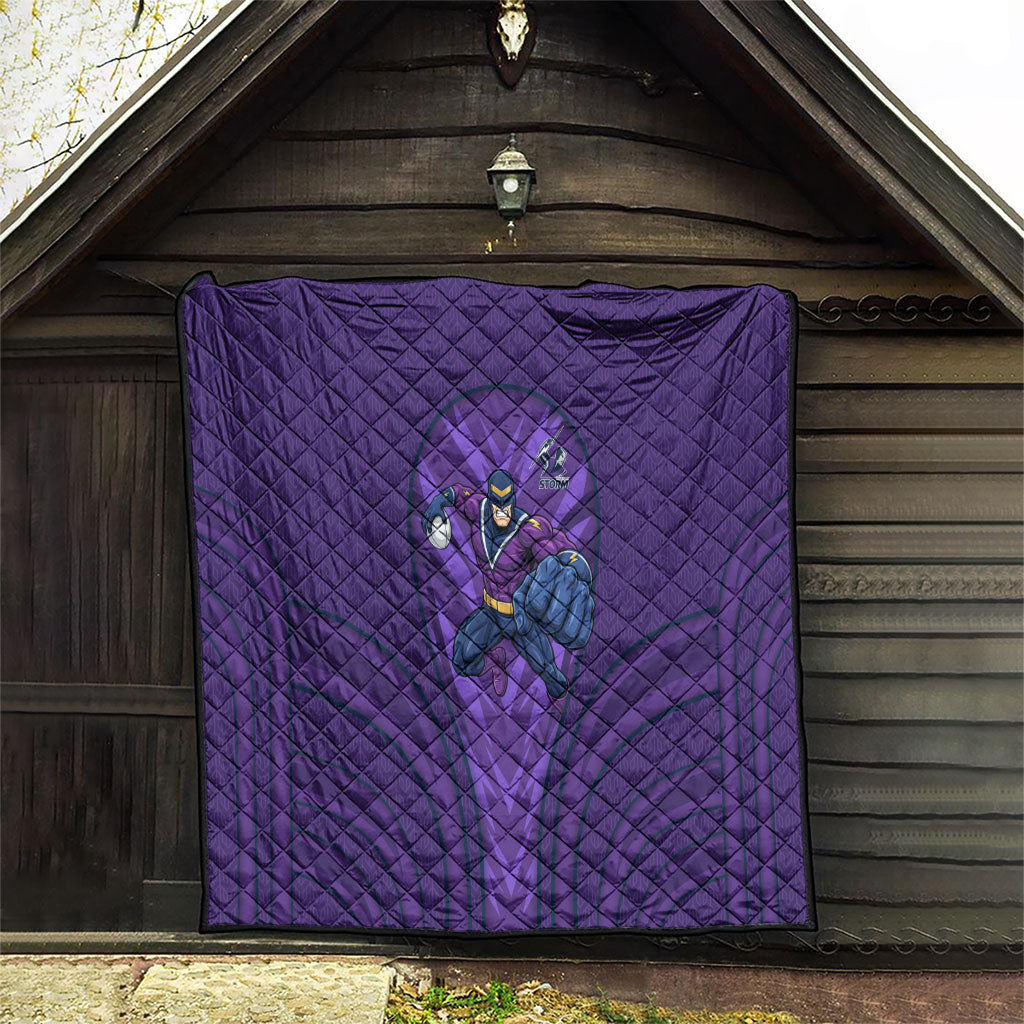 Melbourne Storm Rugby Mascot Quilt Australian Rugby Culture - Tribal Inspired Superhero