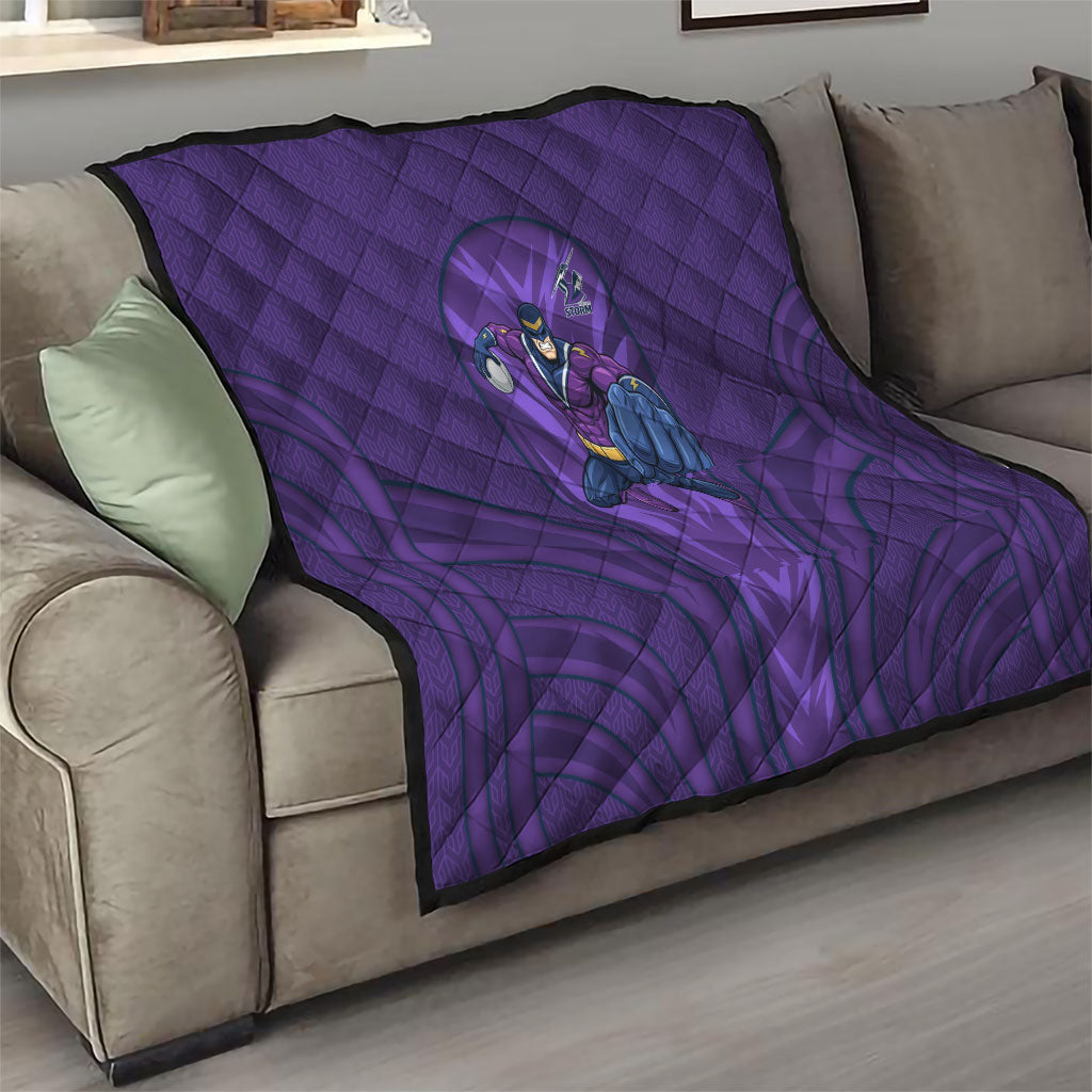 Melbourne Storm Rugby Mascot Quilt Australian Rugby Culture - Tribal Inspired Superhero