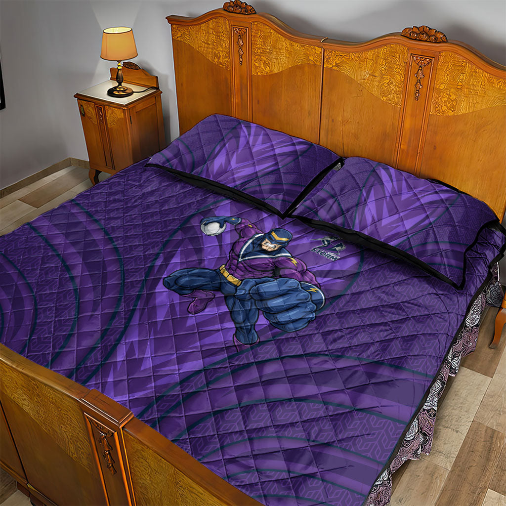 Melbourne Storm Rugby Mascot Quilt Bed Set Australian Rugby Culture - Tribal Inspired Superhero