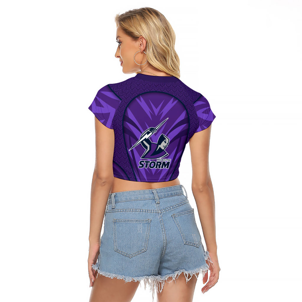 Melbourne Storm Rugby Mascot Raglan Cropped T Shirt Australian Rugby Culture - Tribal Inspired Superhero