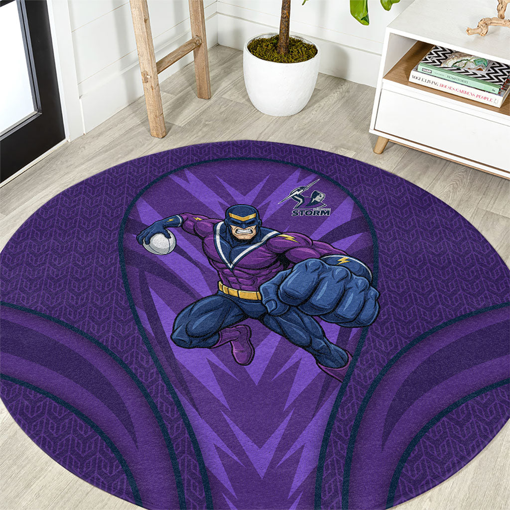 Melbourne Storm Rugby Mascot Round Carpet Australian Rugby Culture - Tribal Inspired Superhero