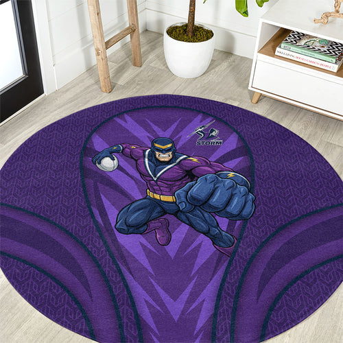 Melbourne Storm Rugby Mascot Round Carpet Australian Rugby Culture - Tribal Inspired Superhero