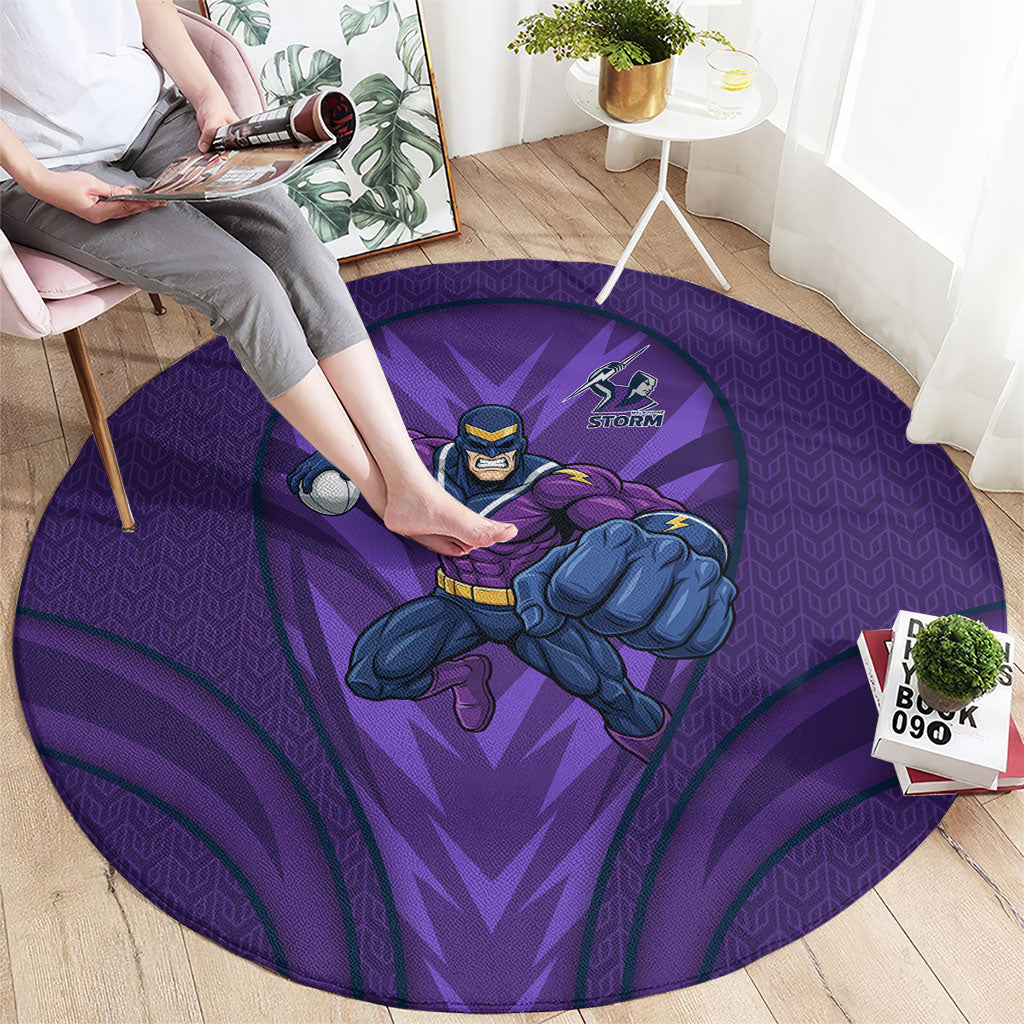 Melbourne Storm Rugby Mascot Round Carpet Australian Rugby Culture - Tribal Inspired Superhero