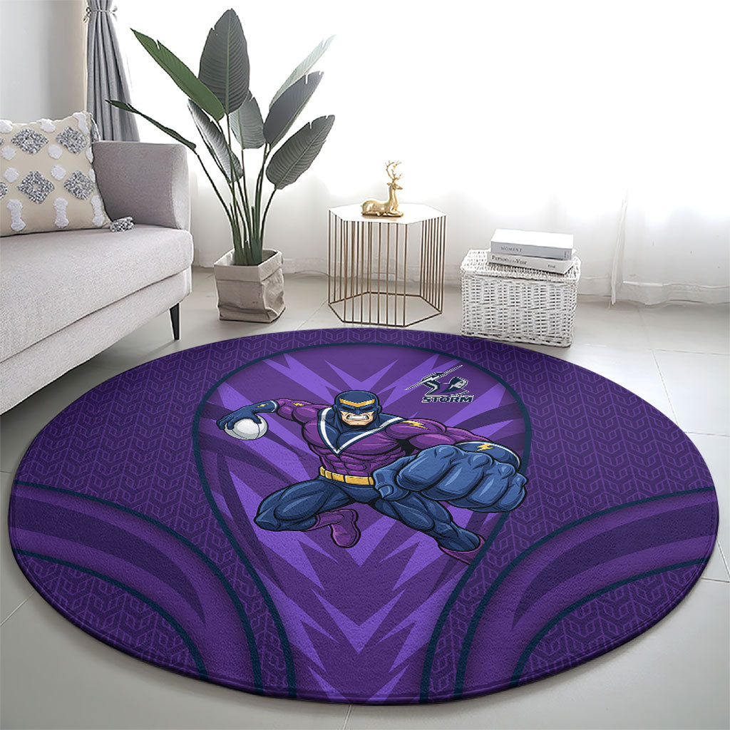 Melbourne Storm Rugby Mascot Round Carpet Australian Rugby Culture - Tribal Inspired Superhero