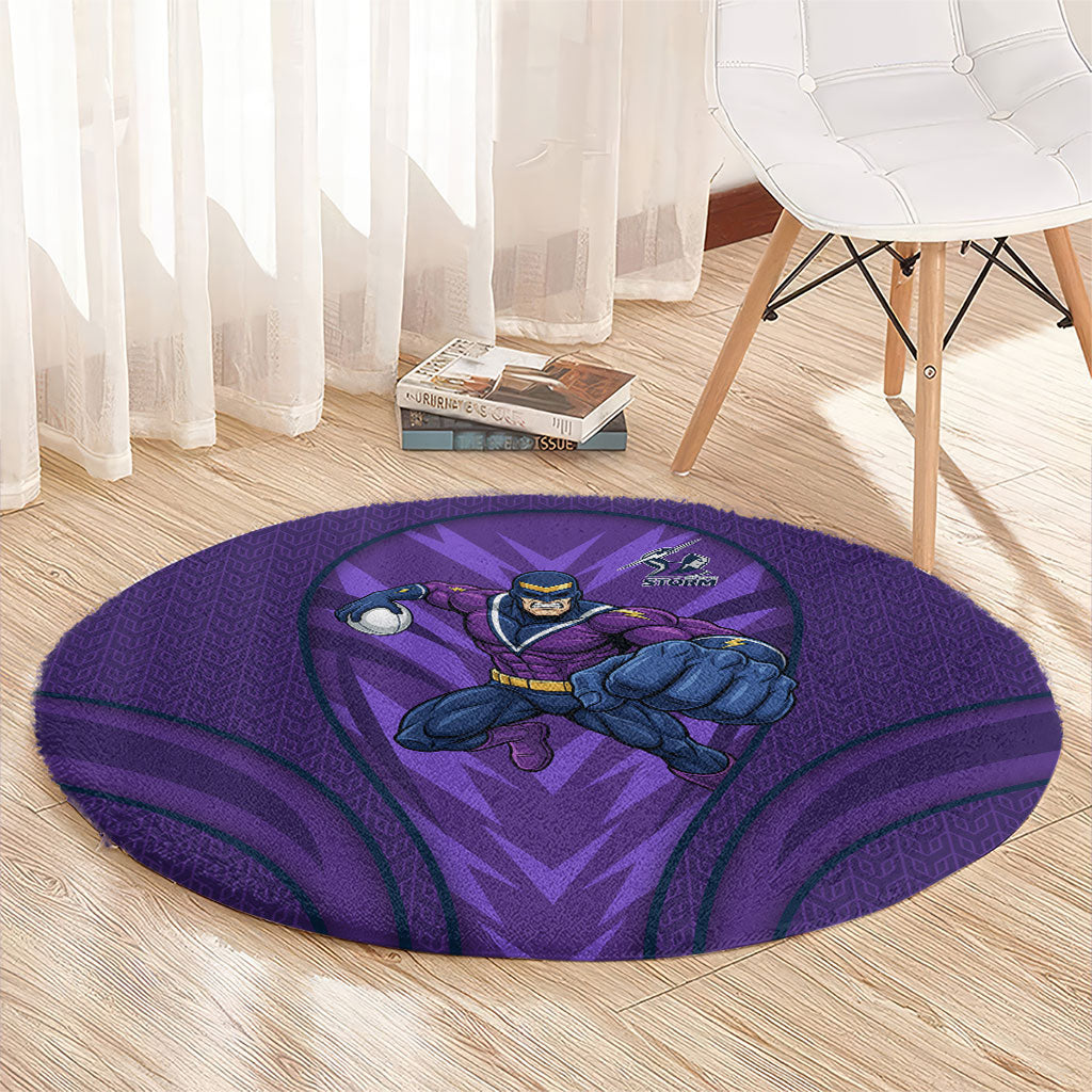 Melbourne Storm Rugby Mascot Round Carpet Australian Rugby Culture - Tribal Inspired Superhero
