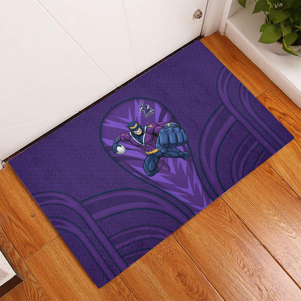 Melbourne Storm Rugby Mascot Rubber Doormat Australian Rugby Culture - Tribal Inspired Superhero