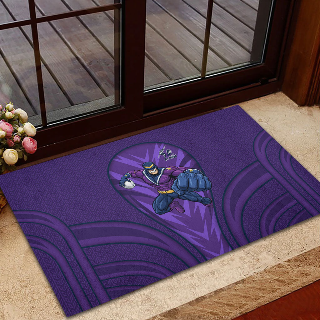 Melbourne Storm Rugby Mascot Rubber Doormat Australian Rugby Culture - Tribal Inspired Superhero