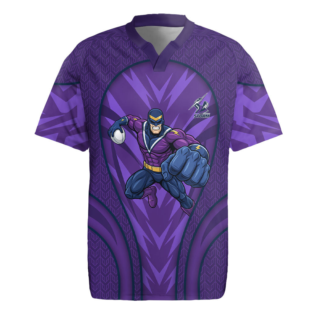 Melbourne Storm Rugby Mascot Rugby Jersey Australian Rugby Culture - Tribal Inspired Superhero