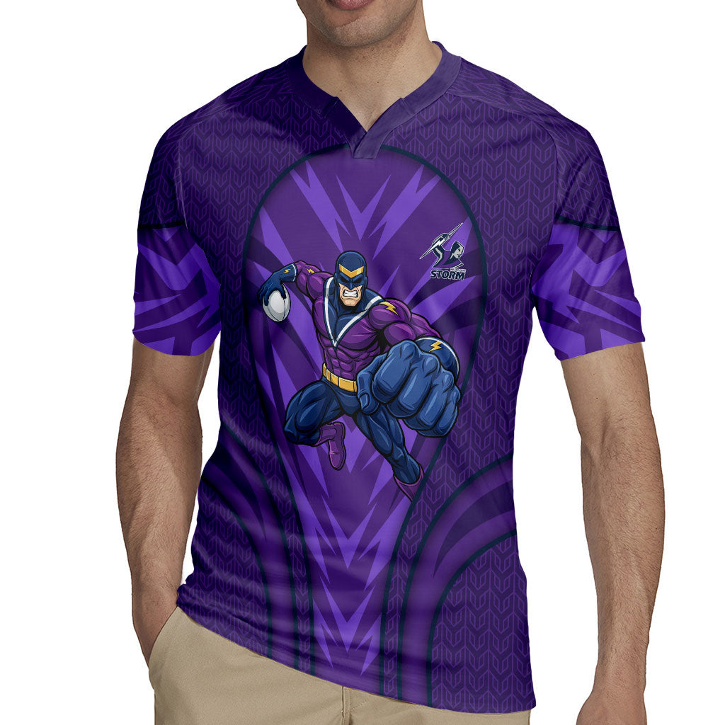 Melbourne Storm Rugby Mascot Rugby Jersey Australian Rugby Culture - Tribal Inspired Superhero