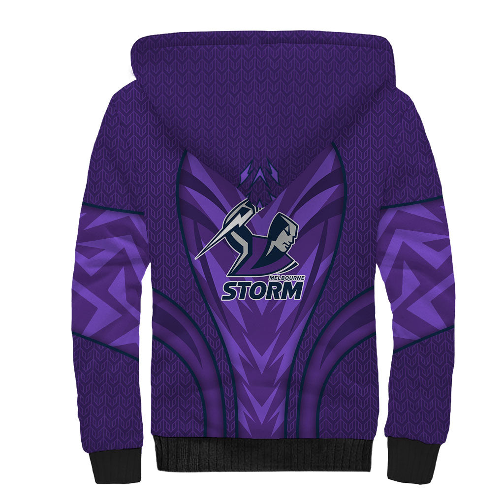 Melbourne Storm Rugby Mascot Sherpa Hoodie Australian Rugby Culture - Tribal Inspired Superhero