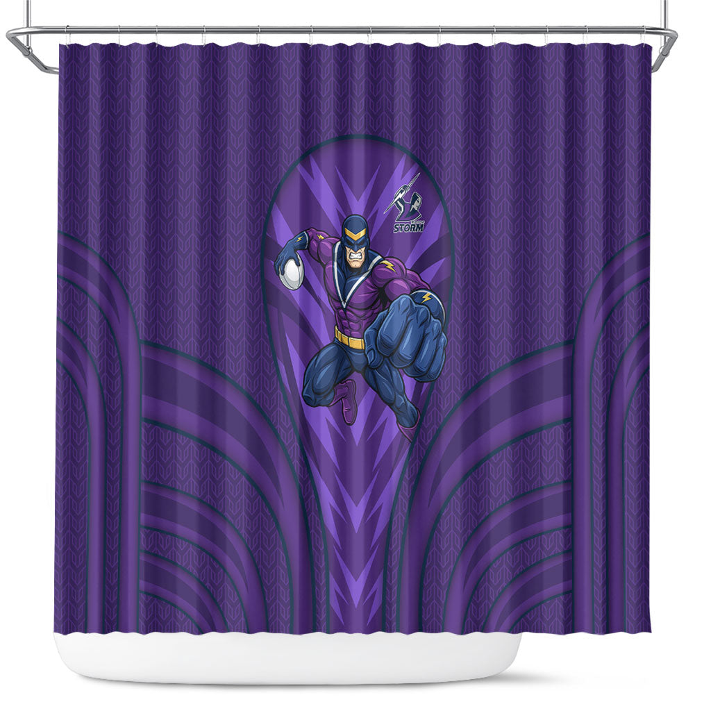 Melbourne Storm Rugby Mascot Shower Curtain Australian Rugby Culture - Tribal Inspired Superhero
