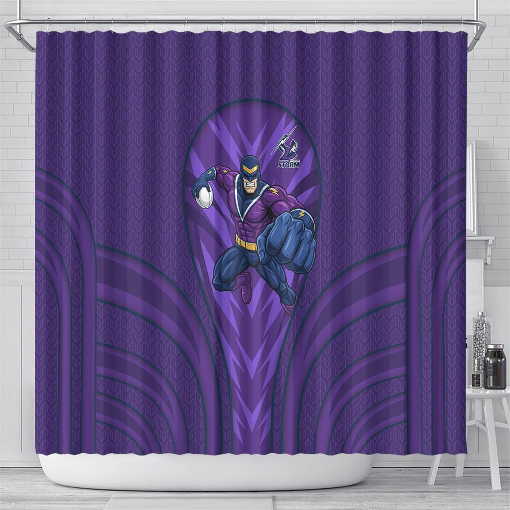 Melbourne Storm Rugby Mascot Shower Curtain Australian Rugby Culture - Tribal Inspired Superhero